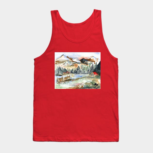 Mountain landscape watercolor painting Tank Top by Flowersforbear